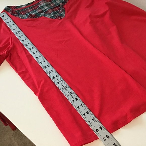 Top L Red Plaid Trim Sleepwear, NWT Sleep Sense - Picture 4 of 5